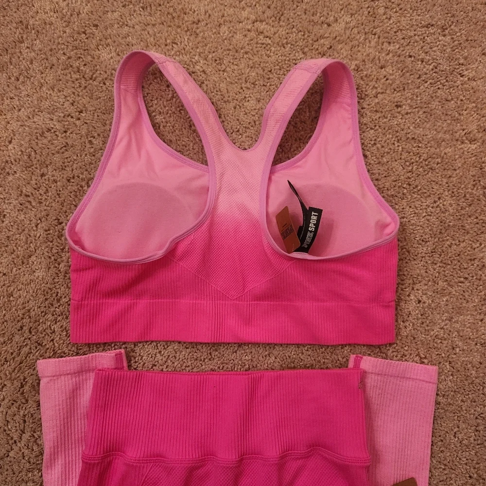 Pink Victoria's Secret Seamless High Waist Workout Tight Size Pants Small Bra XL - Picture 2 of 10